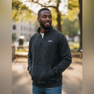 Wesc Men's Charcoal Zip-Up Sweater